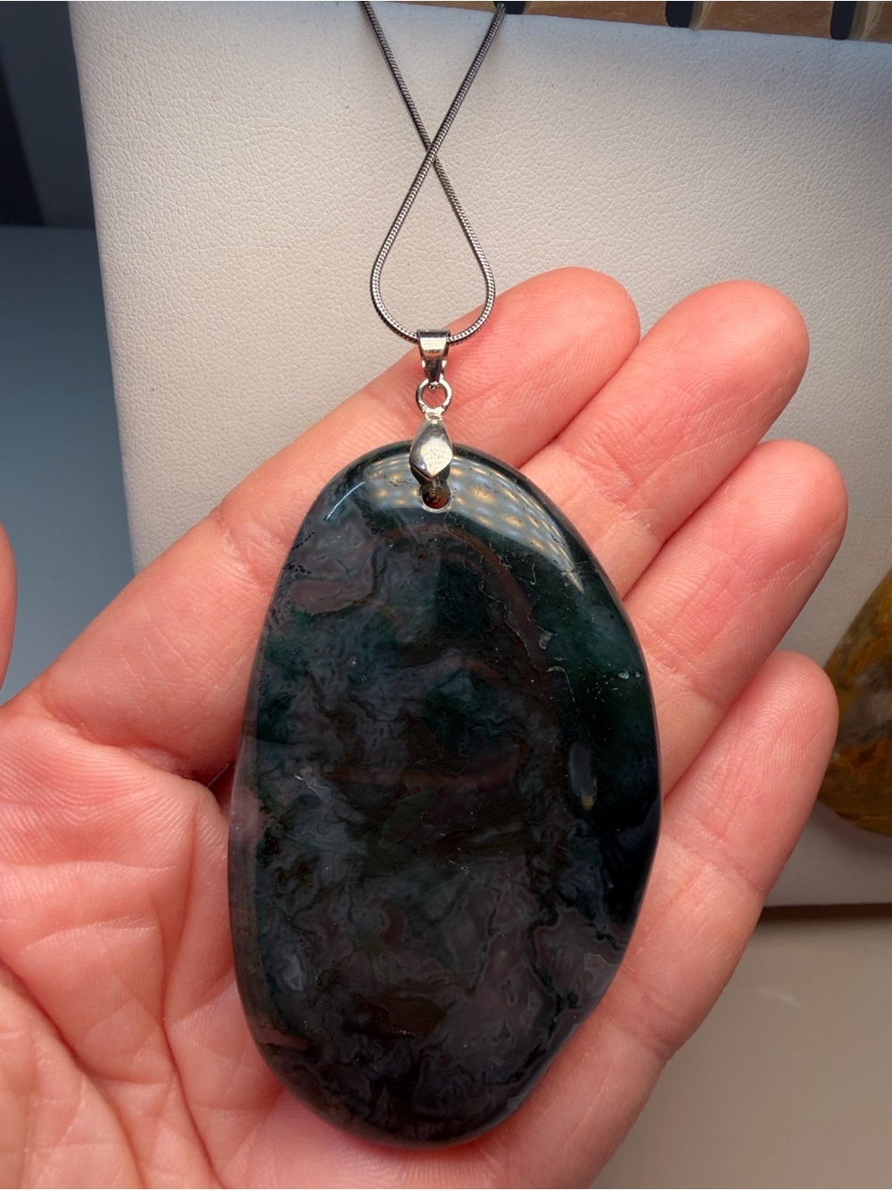 Green Moss Agate pendant Necklace